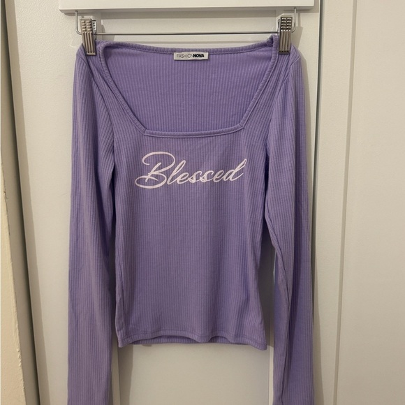Fashion Nova Fitted Purple Long Sleeve Blouse - Picture 1 of 2